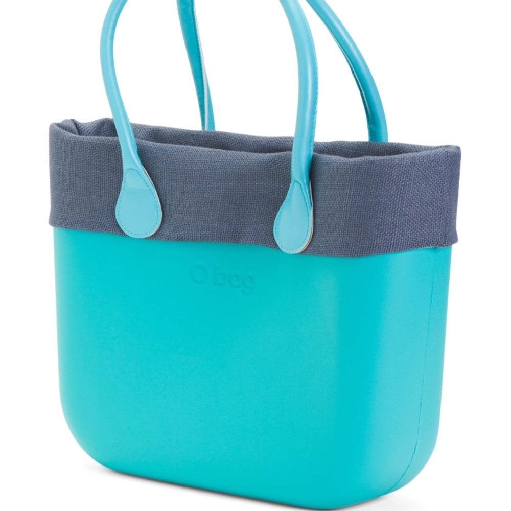 New O Bag Italy aqua blue  tote 15.5”W -12”H